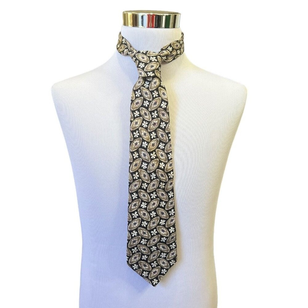 Barrington Necktie Mens USA Designer 100% Imported Silk‎ Geometric Green